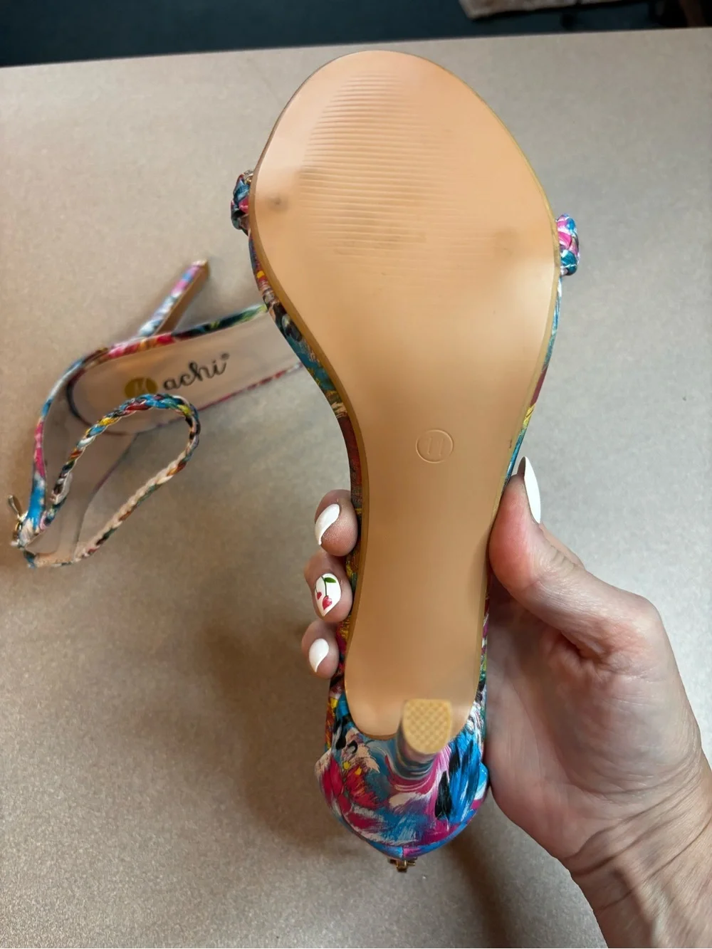Machi Multicolor Tropical Braided Strap High Heel Sandals